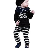 1Set Infant Baby Boy's Letter Print T-shirt Tops+Striated Pants Outfits Clothes (18 Months)