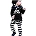 1Set Infant Baby Boy's Letter Print T-Shirt Tops+Striated Pants Outfits Clothes (9 Months)
