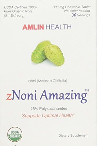 Organic Noni: The One & Only USDA, Kosher and Non-GMO Certified Organic Noni Chewable Tablet. A Healthy Sugar Free Alternative to Noni Juices and Noni Capsules. No Water Needed. Made in USA.