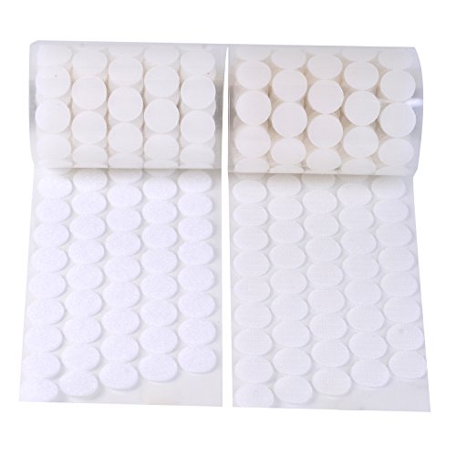 Vkey 1000 Pieces Adhesive (500 Pair Sets) 2cm Diameter Sticky Back Coins Hook & Loop Self Adhesive Hook Loop Dots Tapes Magic Sticky Dots White