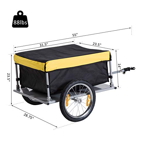Aosom Elite Bike Cargo / Luggage Trailer - Yellow / Black