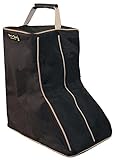 Paris Tack 3 Layer Padded Back Open Western Boot Bag, Black/Beige Trim