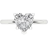 Clara Pucci 14K Solid Gold Engagement Ring for Women | 2 cttw White Sapphire Heart Cut Solitaire | Real White Gold Wedding Ring