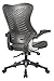 OfficeFactor Executive Ergonomic Computer Office Chair Back Mesh Bonded Leather Seat Flip-up Arms Lumbar Support Molded Foam Seat Adjustable Height Home Office Desk Chair (Black)