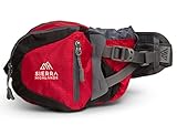 Sierra Highlands Marlette Hiking Fanny Pack Waist Bag with Water Bottle Holder/Carry Your Cell Phone, Sunscreen, Keys, Wallet, and More! (Red/Black)