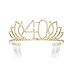 DcZeRong Queen 40 Birthday Tiara Women 40th Birthday Crown Gold Rhinestone Crystal Diamond Crown