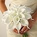 Luyue 20 Pcs White Fake Calla Lily Artificial Flowers Bridal Wedding Bouquet Latex Real Touch Flower Home Kitchen Office Decor-Pure White