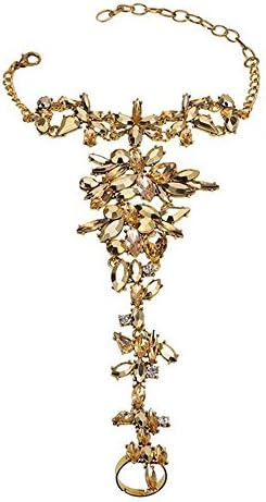 Jewelrydress Personalized Bracelet Jewelry Colorful Rhinestone Bracelets Bangles Women Chain Link Bracelet (Champagne)