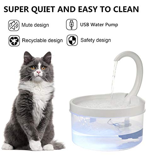 Shaying Agua para Gatos Dispensador Agua para Mascotas 67oz / 2L Agua automática Ultra silenciosa con luz LED para Gatos Perros - Imagen 8
