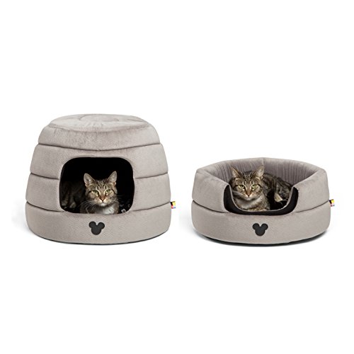 Disney Mickey Mouse 2-in-1 Honeycomb Hut Cuddler in Mickey Bobble, Grey, Standard (Dog Bed/Cat Bed) Disney Mickey Mouse 2-in-1 Honeycomb Hut Cuddler in Mickey Bobble, Grey, Standard (Dog Bed/Cat Bed)