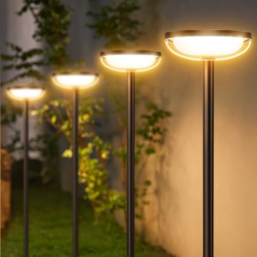 GEARLITE Solar Lights for Outdoor Garden Pack of 4, 3500 K Natural White Solar Lights for Outdoor Use with 1000 mAh Battery, 40 Lumens Extra Bright Garden Decoration with IP65 Waterproof for Outdoor Patio Outdoor