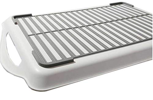 Rectangle Non Skid Serving Tray with Handle, Non-slip on the Back either! (White)