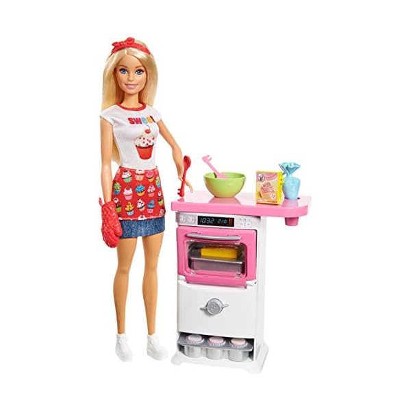 Barbie FHP57 - Barbie-Puppe mit Backofen und aufgehendem Gebäck, Spielzeug ab 3 Jahren