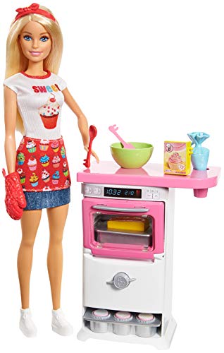 Barbie FHP57 - Barbie-Puppe mit Backofen und aufgehendem Gebäck, Spielzeug ab 3 Jahren