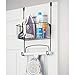 mDesign Steel Metal Over Door Ironing Board Holder with Large Storage Basket for Laundry, Utility, Mudroom, Garage - Holds Iron, Board, Spray Bottles, Starch, Detergent, Fabric Refresher - Matte Black