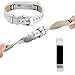 Vancle Fitbit Alta (HR) Band / Fitbit Alta HR 2017 Leather Wristband Adjustable Replacement Accessories Strap with Buckle for Fit bit Alta (Silver)