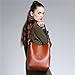 S-ZONE Women's Fashion Vintage Leather Tote Shoulder Bag Handbag Purse, Brown, Large