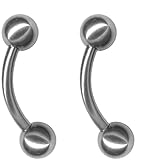 Pair of 18 gauge Curved Barbells-4 sizes-Basic Stainless Steel Short Cartilage Earrings-Eyebrow Rings 18g