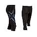 2XU Mens Ice 3/4 Compression Tights, black/Cool Blue, Large