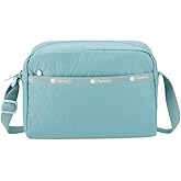 LeSportsac Tourmaline Cable Deboss Daniella Crossbody Bag, Style 2434/Color M227, Ultra-Trendy Coastal Spa Powder Blue, Unique Quilted Cable Debossed Coated Specialty Pattern
