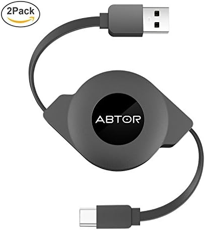 Retractable USB C Cable, Type C to USB Male A Extension Charging &amp; Data Sync Cable with Cord Winder Organizer for Macbook Pro 2016,Google Pixel and Other USB C Supported Devices(2 pack,6.6ft/2m)