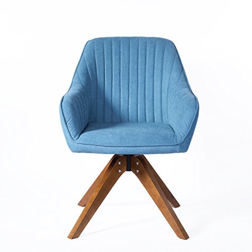 Art Leon Mid-Century Modern Swivel Accent Chair Lily Sky Blue with Wood