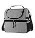 F40C4TMP Lunch Box Insulated Double Deck Lunch Bag for Men Women, 12 Cans Leak-proof Dual Compartment Cooler Tote Keep Warm and Cold with Bottle Side Pocket and shoulder Strap for School, Camping Grey