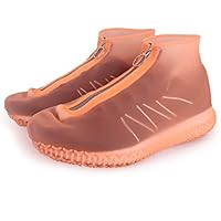 Kowth Silicone Waterproof Shoes Cover，Reusable Washable and Non-Slip Overshoes, Reinforced Non-Slip Sole for Rainy/Snowy Days, Suitable for Men and Women (Orange)