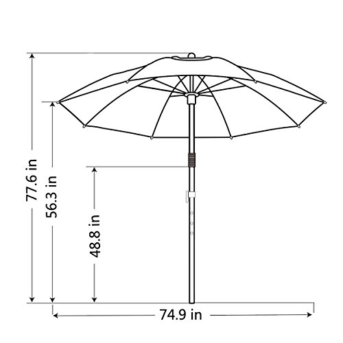 Portable Sun Shade Umbrella, DoerDo 2m Width 360 Degree Inclined All Direction For All-Weather, With Floor Insert Tool, Heat Insulation, Antiultraviolet , Used For Garden, Beaches, Camping, Fishing - Thumbnail 3