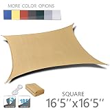 LOVE STORY 16'5'' x 16'5'' Square Sand Sun Shade Sail Canopy UV Block Awning for Outdoor Patio Garden Backyard