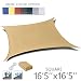LOVE STORY 16'5'' x 16'5'' Square Sand Sun Shade Sail Canopy UV Block Awning for Outdoor Patio Garden Backyard