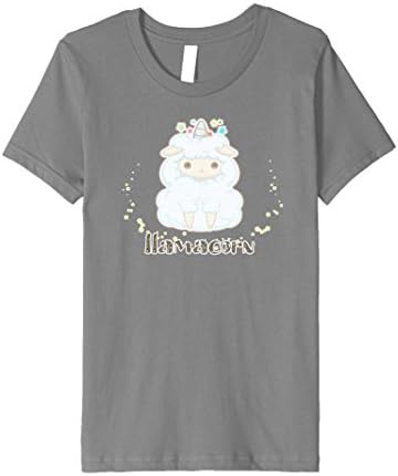Kids Kawaii llamacorn T-shirt 8 Slate