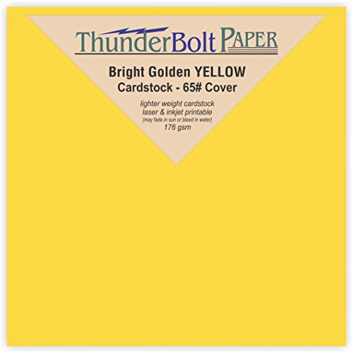 250 Bright Golden Yellow 65lb Cover|Card Paper - 4" X 4" (4X4 Inches) Small Square Card Size - 65 lb/pound Light Weight Cardstock - Quality Printable Smooth Surface for Bright Colorful Results