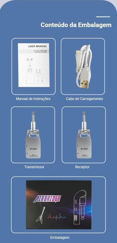 M-VAVE WP-1 Transmissor e receptor sem fio para guitarra 2.4G, ferramentas com bateria integrada para captador de guitarra e baixo, peças para instrumentos com pontas