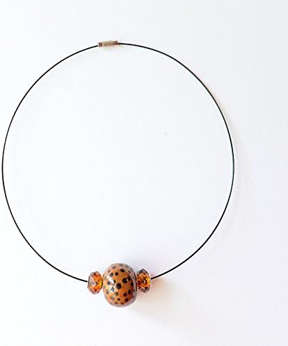 brown and black round ball necklace