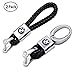 VILLSION 2Pack Genuine Leather Car Logo Keychain with Zinc Alloy Buckle Key Chain Gift