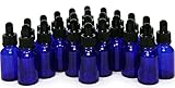 24, Cobalt blue, 15 ml (1/2 oz) Glass Bottles, with Glass Eye Droppers