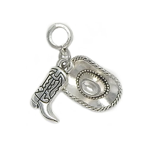 Dangle Cowboy Hat and Boot Charms Bead for Bracelets