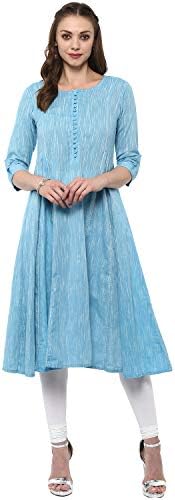 Ayan Fashions Women's Cotton Anarkali Kurta (Sky Blue)