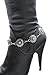 TFJ Women Boot Bracelet Western Fashion Metal Chain Turquoise Blue Flowers Shoe Charm Silver