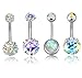 REVOLIA 4Pcs 14G Stainless Steel Belly Button Rings for Women Navel Rings CZ Body Piercing AB