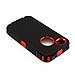 Gearonic Black & Red Three Layer Silicone PC Case Cover for iPhone 4 4G 4S