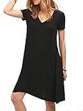 ROMWE Women's Casual T-Shirt Dress Short Sleeve V-Neck Loose Dress