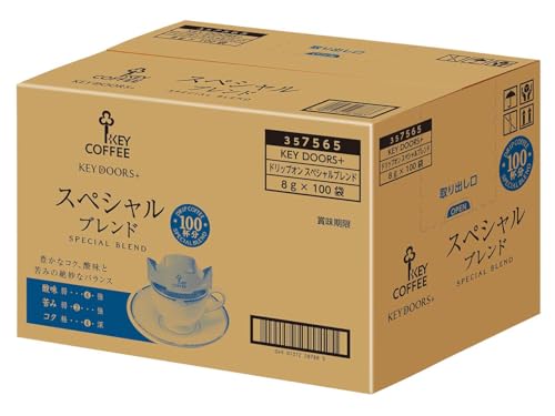 キーコーヒー KEY DOORS+ ドリップ オン スペシャルブレンド 100袋 (100杯分),ドリップコーヒー,レギュラーコーヒー,大容量商品画像