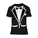 fresh tees Unisex Tuxedo Shirt | Classic Party Humor Vintage Tee | Tux with Bowtie&Pockets | Funny T-Shirt for Men/Women (Medium, Black)