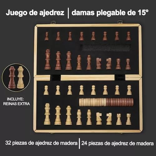 YUHOHO Juego De Ajedrez Y Damas Magnético 39x39cm,Tablero Plegable,Interesantes Juegos de Estrategia Que mejoran el Pensamiento lógico y Las Habilidades de Pensamiento Independiente