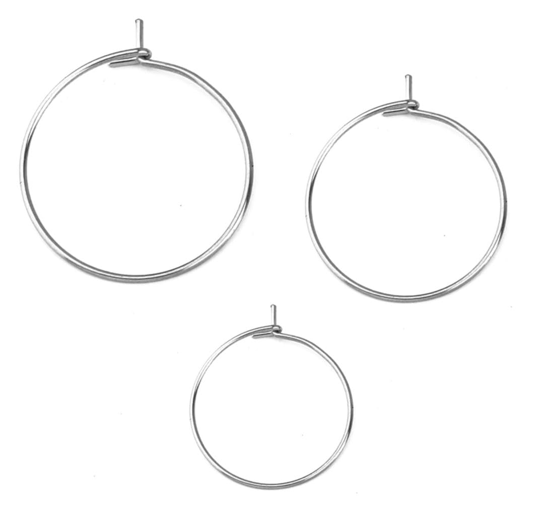 200pcs Adabele 316 Grade Surgical Stainless Steel Hypoallergenic 30mm Round Hoop Connector for Earrings Pendant Wine Glass Charm Jewelry Making SEF3-3