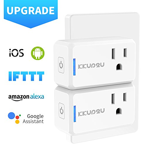 Click Here to See More Images Smart Plug 2-Pack Upgraded Mini WiFi Smart Socket Outlet Work with Amazon Alexa Echo/Google Assistant and IFTTT, No Hub Required by KKUP2U