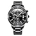 KASHIDUN Men's Watches Luxury Sports Casual Quartz Wristwatches Waterproof Chronograph Calendar Date Stainless Steel Band Black Color (A-Black)