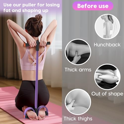Resistance Bands with Handles, 6-Tube Elastic Pedal Resistance Bands for Working Out, Durable Natural Rubber Exercise Bands, Multifunction Exercise Equipment for Abdomen, Waist, Arm, Leg Stretching